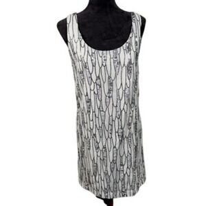 BB Dakota Sequin Shift Dress Women XS Silver Y2K Flapper Gatsby Party